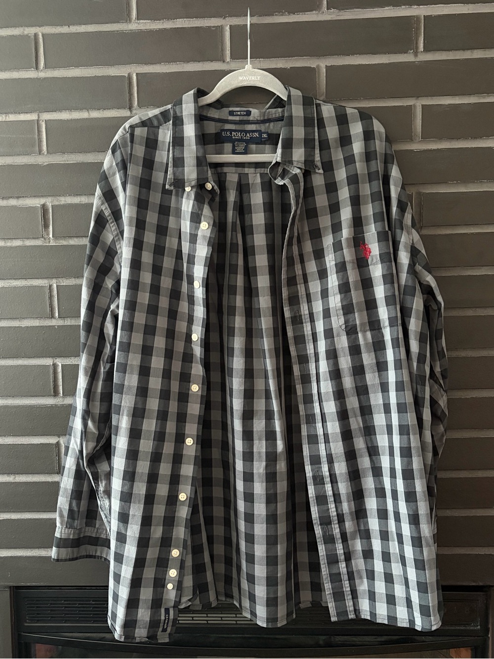 U.S. POLO ASSN. black and grey button up shirt
